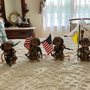 Set (4) Vintage Annalee Camouflage Soldier Mice